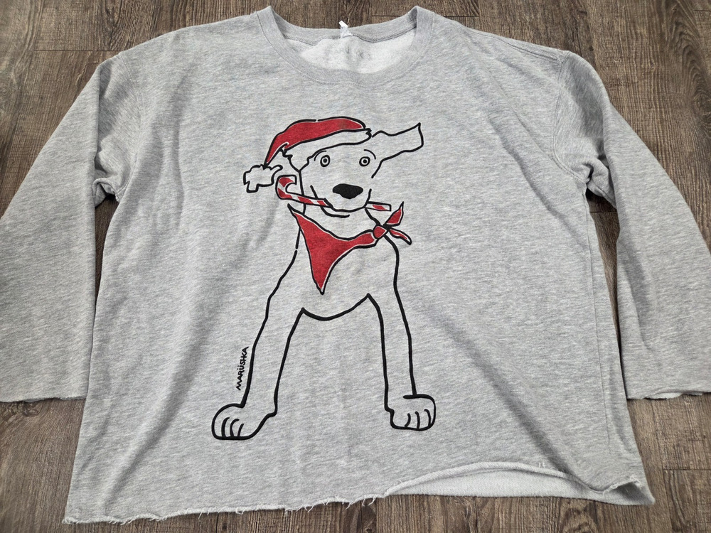 Marushka FETCH Christmas Doggy Puppy Super Soft Long Sleeve Shirt Size Large